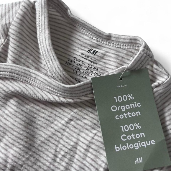 H&M Gray Striped Organic Cotton Bodysuit - Picture 1 of 6